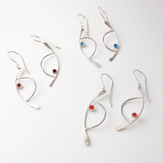 Half Moon Gemstone Earrings