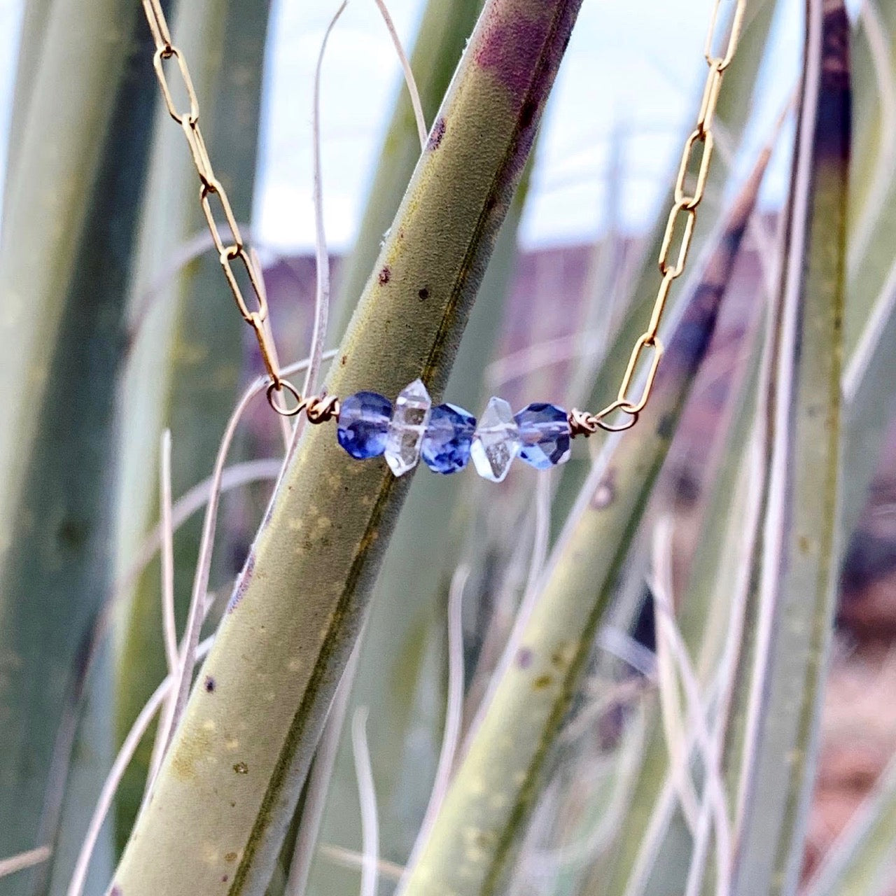 Apatite & Herkimer Diamonds Gembar Necklace