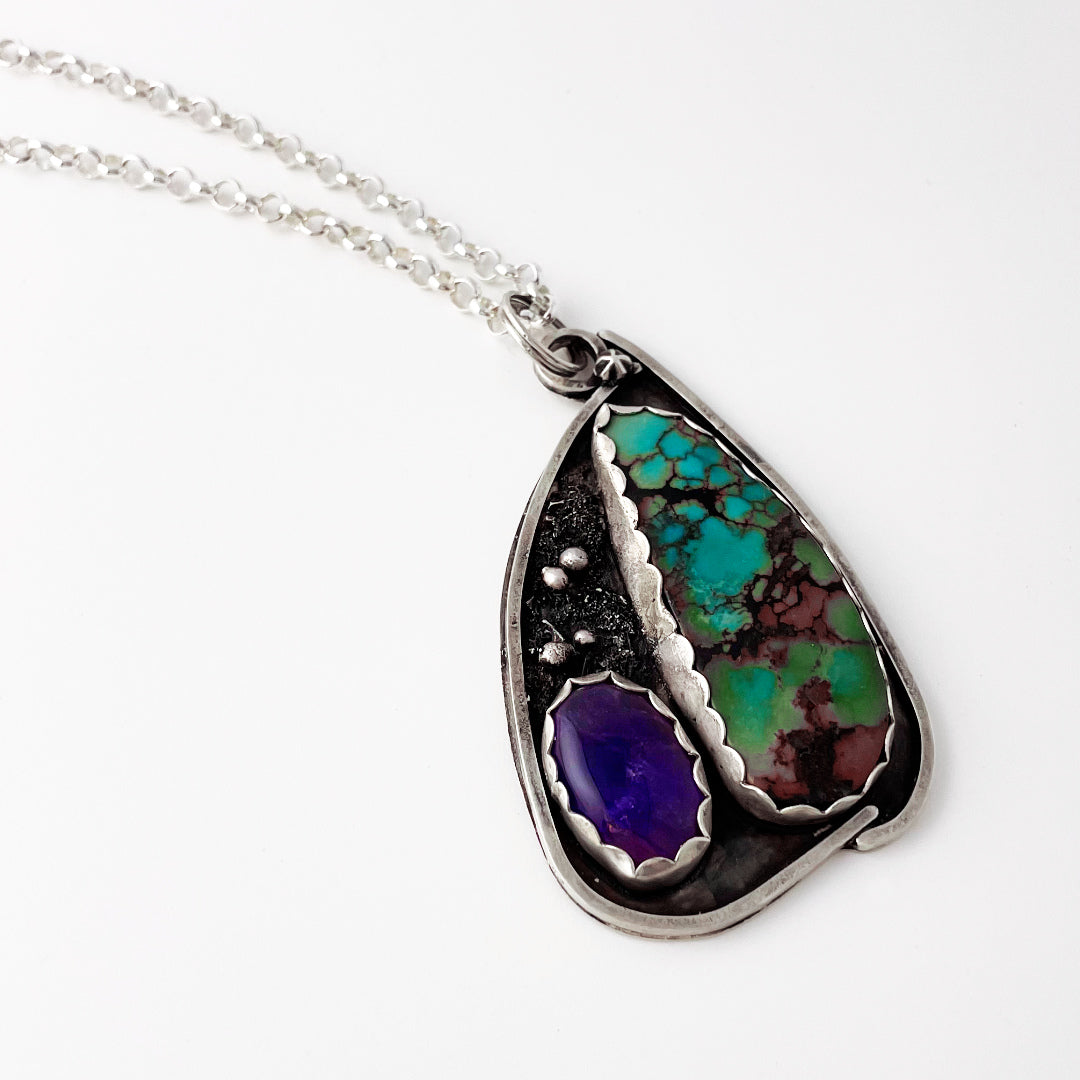 Amethyst & Turquoise Hopeful Pendant Necklace