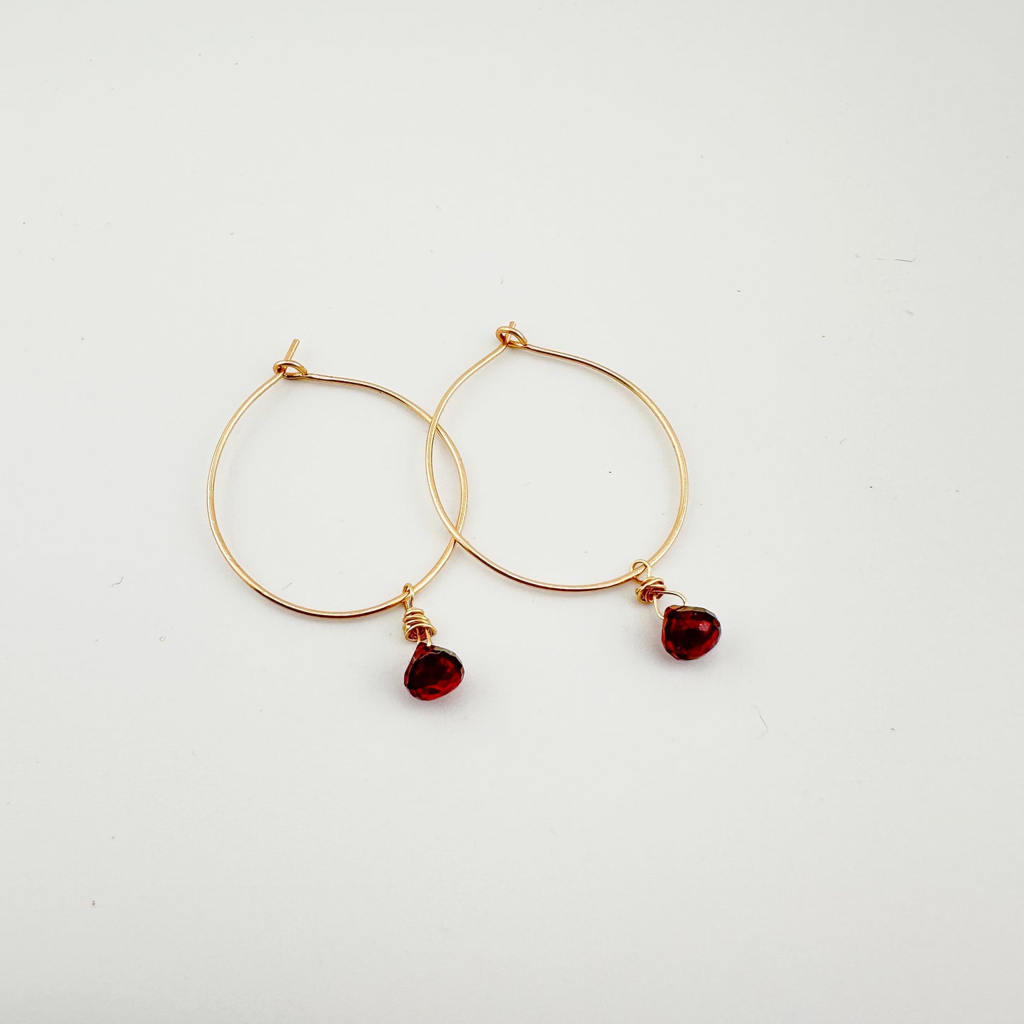 14K Gold Filled Precious Gems Lightweight Medium Hoops