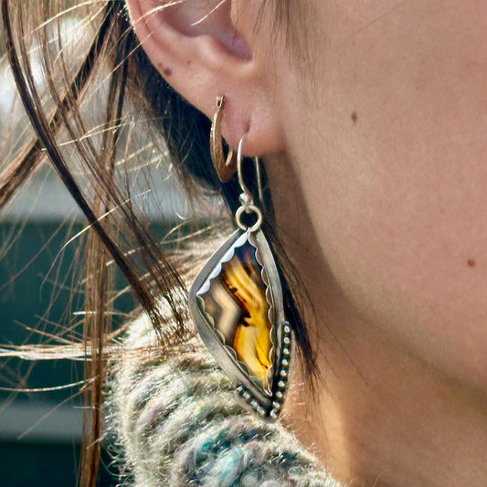 Montana Agate Beaded Butterfly Wing Earrings