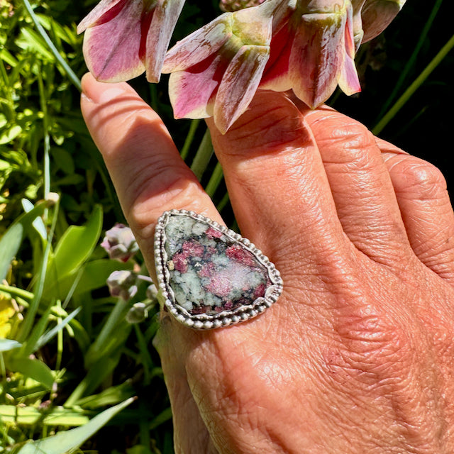 Large Triangle Eudialyte Ring Size 9
