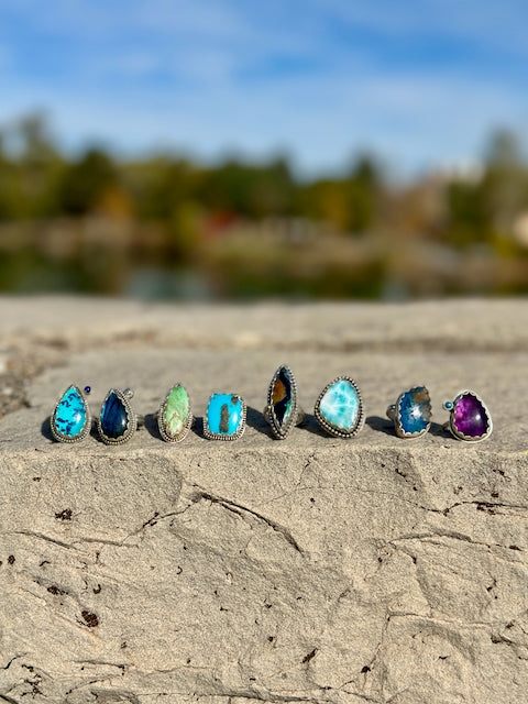 Azurite Chrysocolla Ring Size 8.25