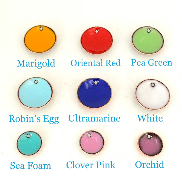 Triangle & Silver Ball Dangles Enameled Earrings