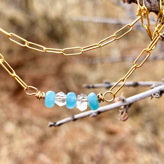 Apatite & Herkimer Diamonds Gembar Necklace