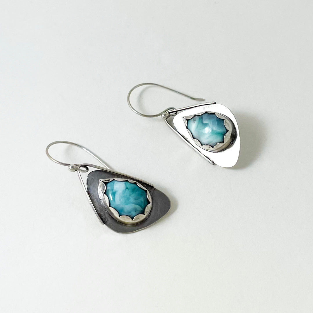 Small Teardrop Larimar Wing Earrings