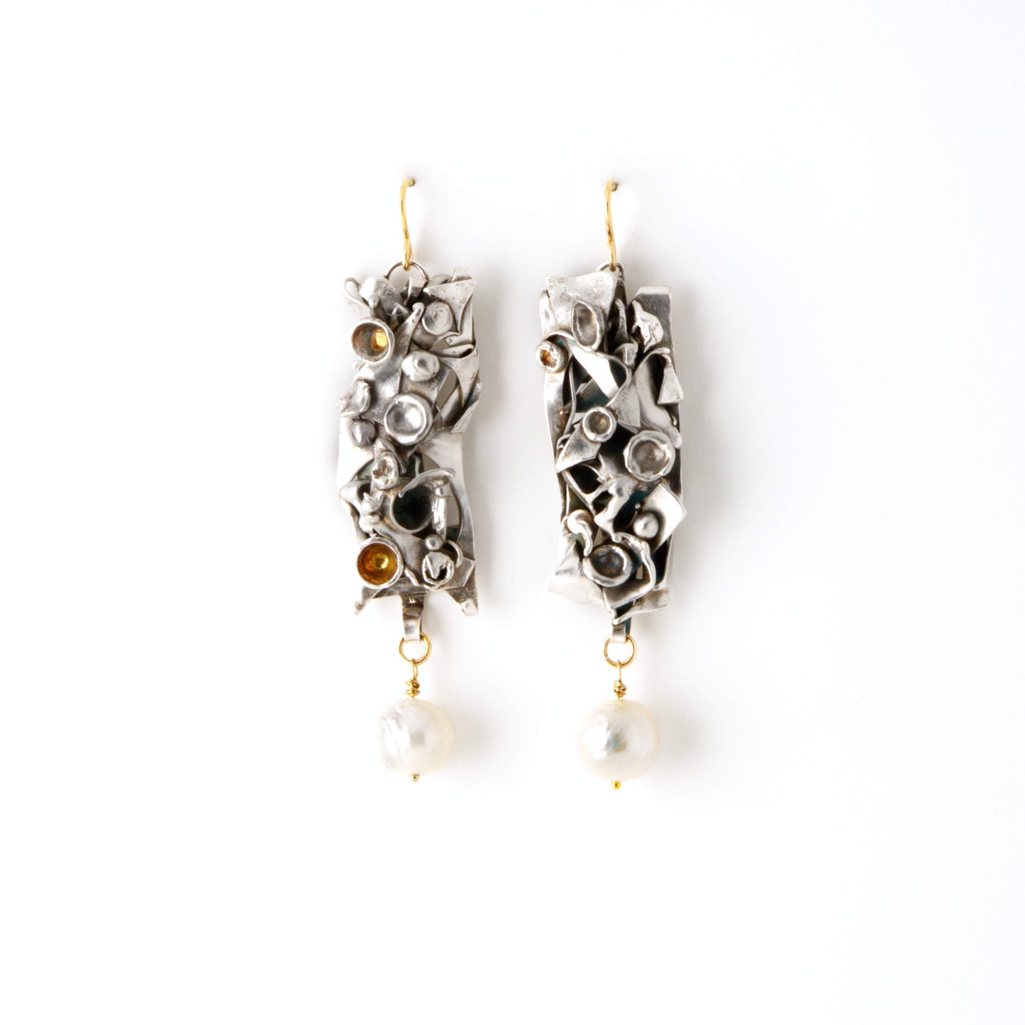 Pearl Warrior Long Drop Earrings