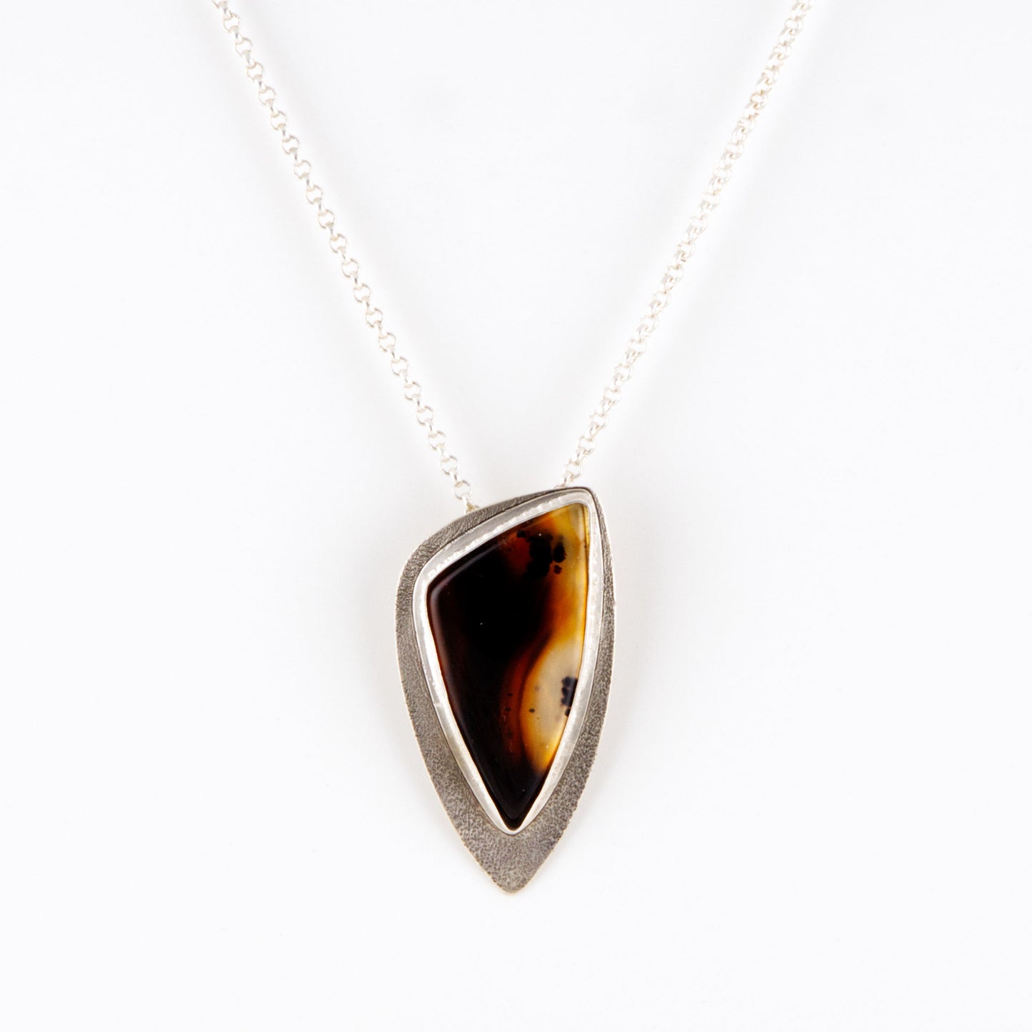 Amber Ripple Montana Agate Pendant Necklace