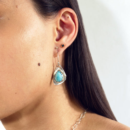 Medium Teardrop Larimar Wing Earrings