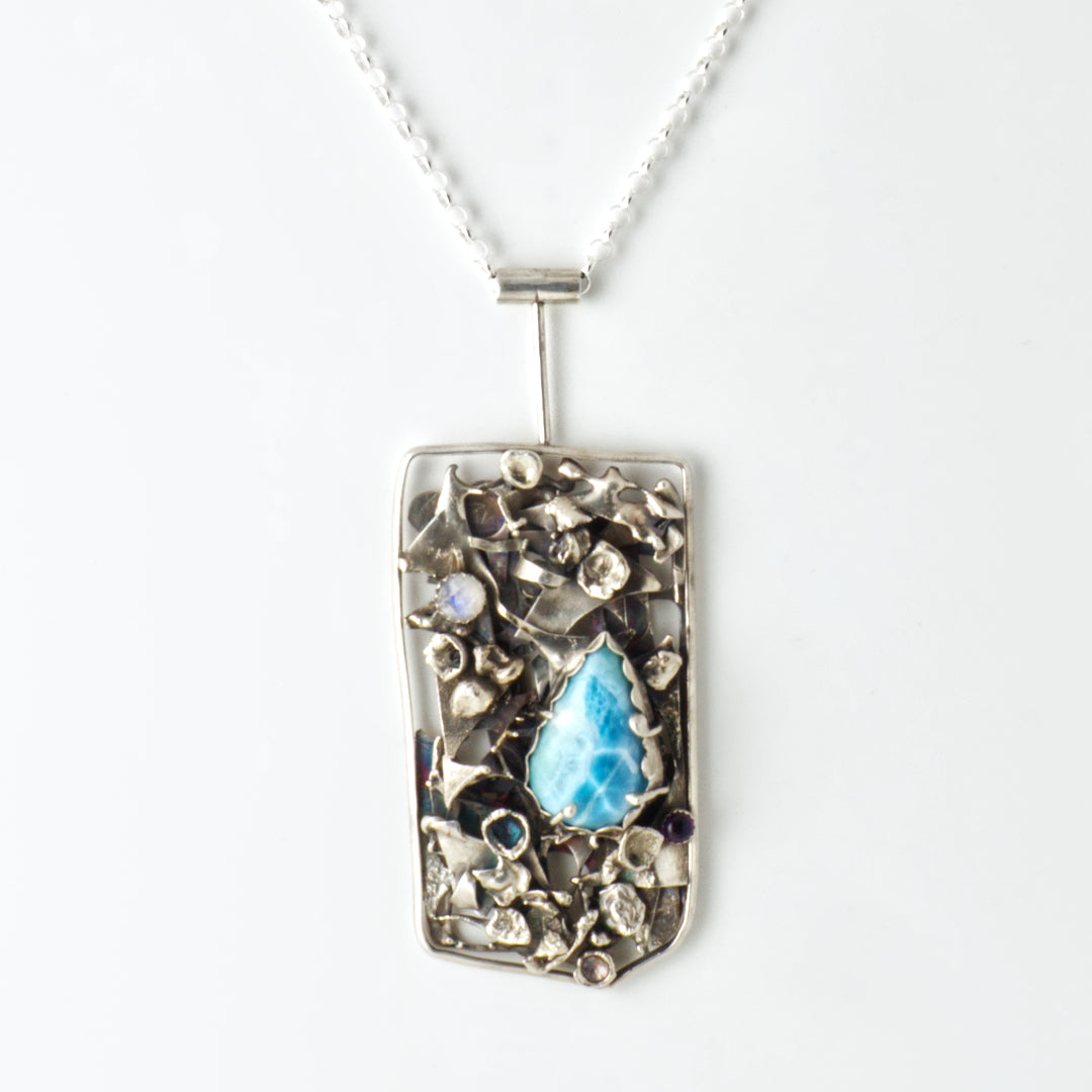 Larimar Ocean Bed Pendant Necklace