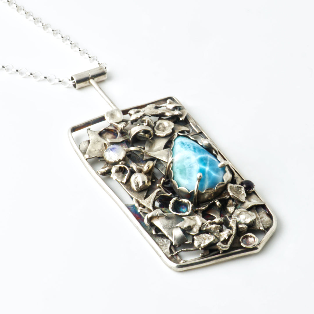 Larimar Ocean Bed Pendant Necklace