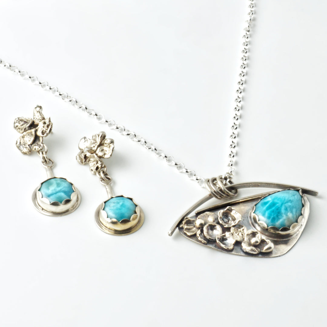 Ocean Bloom Larimar Earrings