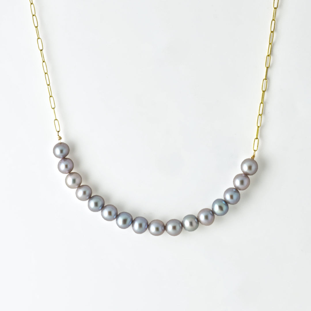 Grey Fresh Water Pearl Bar 14/20 Gold Filled Necklace