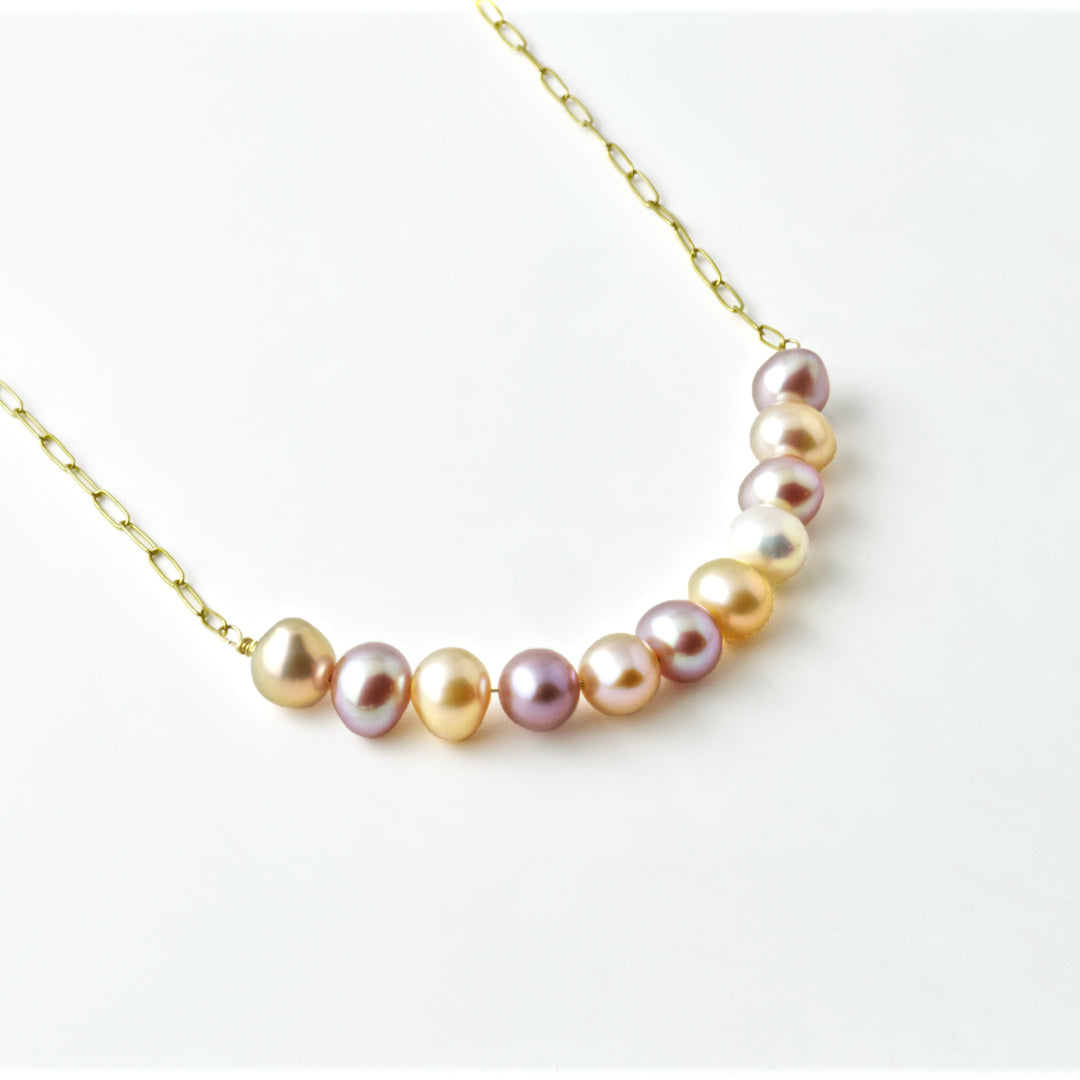 Multi Color Fresh Water Pearl Bar 14/20 Gold Filled Necklace