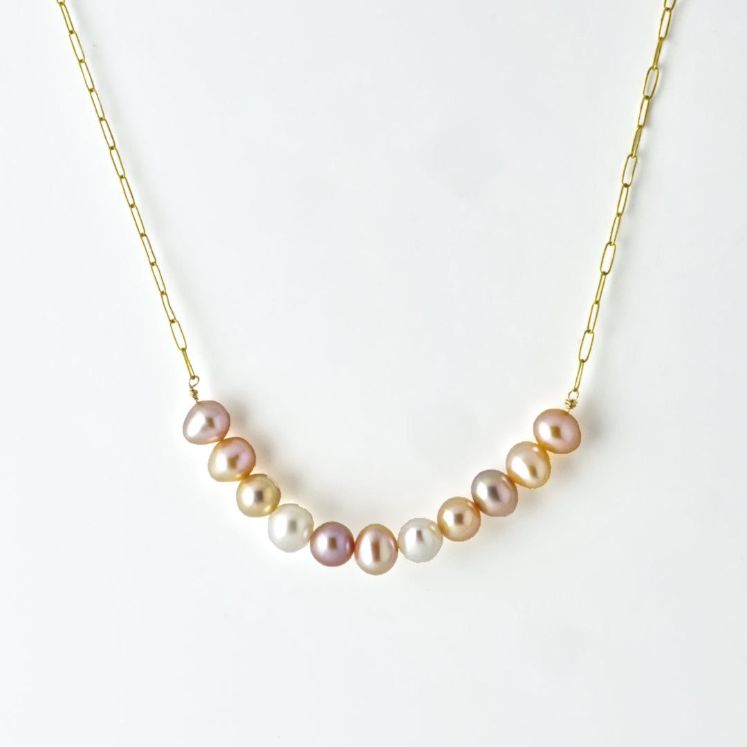 Multi Color Fresh Water Pearl Bar 14/20 Gold Filled Necklace