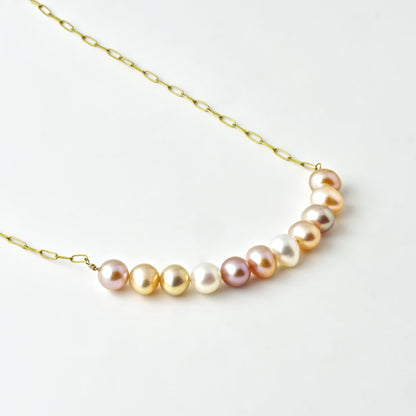 Multi Color Fresh Water Pearl Bar 14/20 Gold Filled Necklace