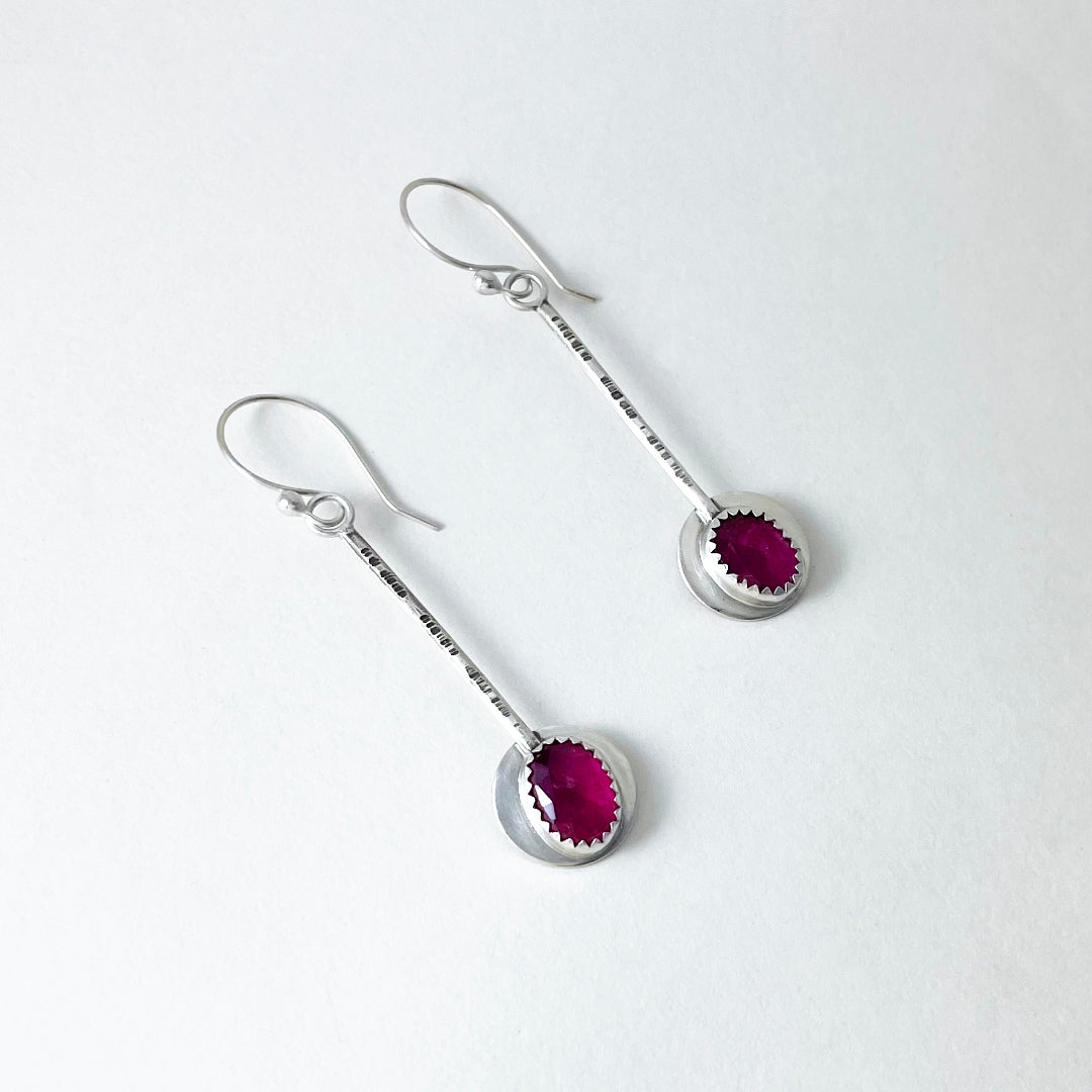 Small Rosecut Pink Sapphire Pendulum Earrings