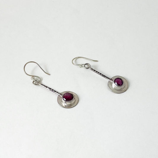 Small Rosecut Ruby Pendulum Earrings - #2