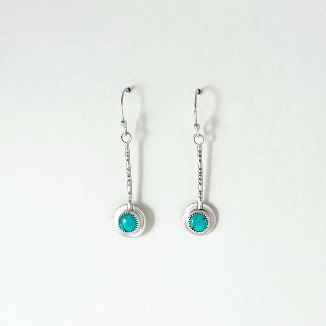 Small Round Turquoise Pendulum Earrings