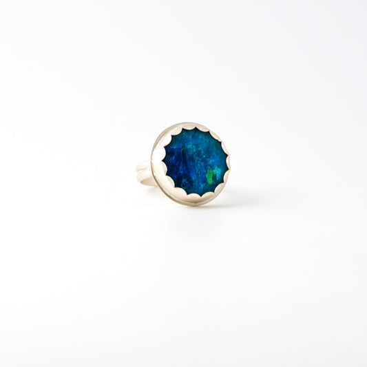 Round Neon Apatite Ring Size 6.5