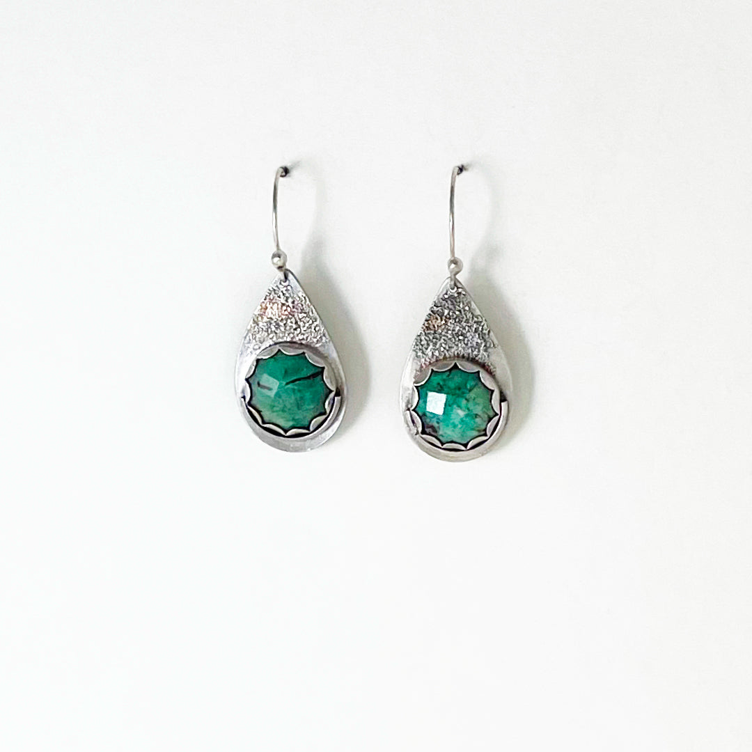 Round Chrysocolla Teardrop Earrings