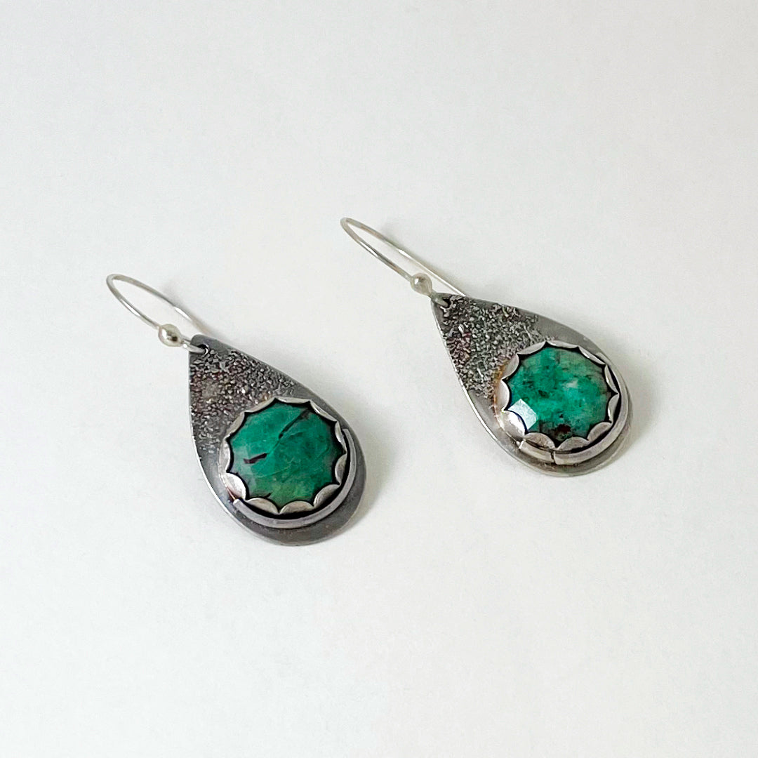 Round Chrysocolla Teardrop Earrings