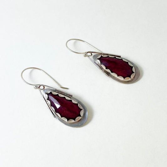 Ruby Rosecut Teardrop Wing Earrings