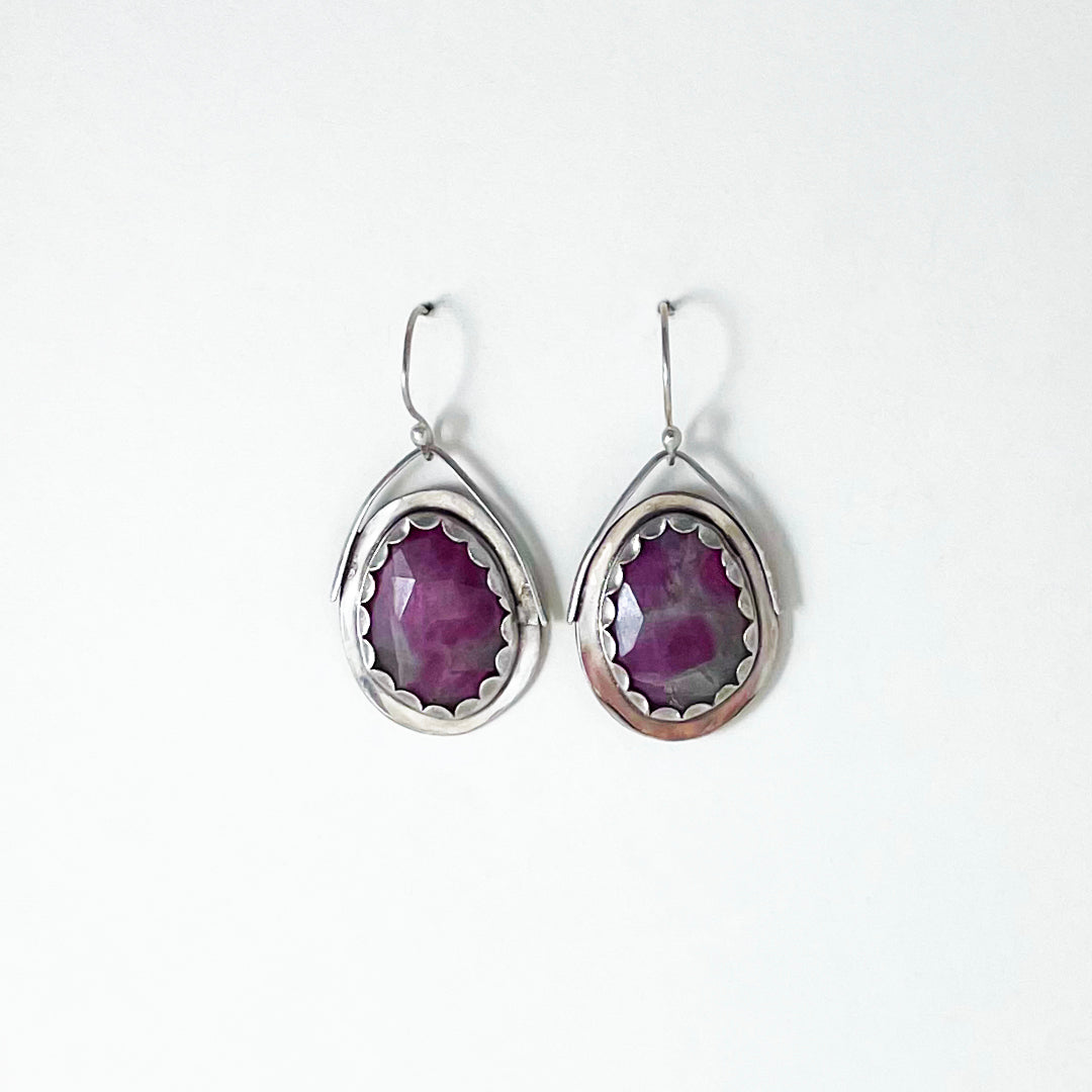 Ruby Rosecut Large Oval Kite Earrings