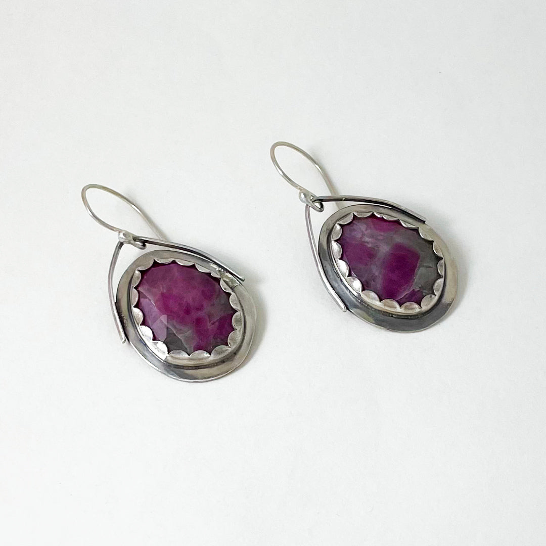Ruby Rosecut Large Oval Kite Earrings