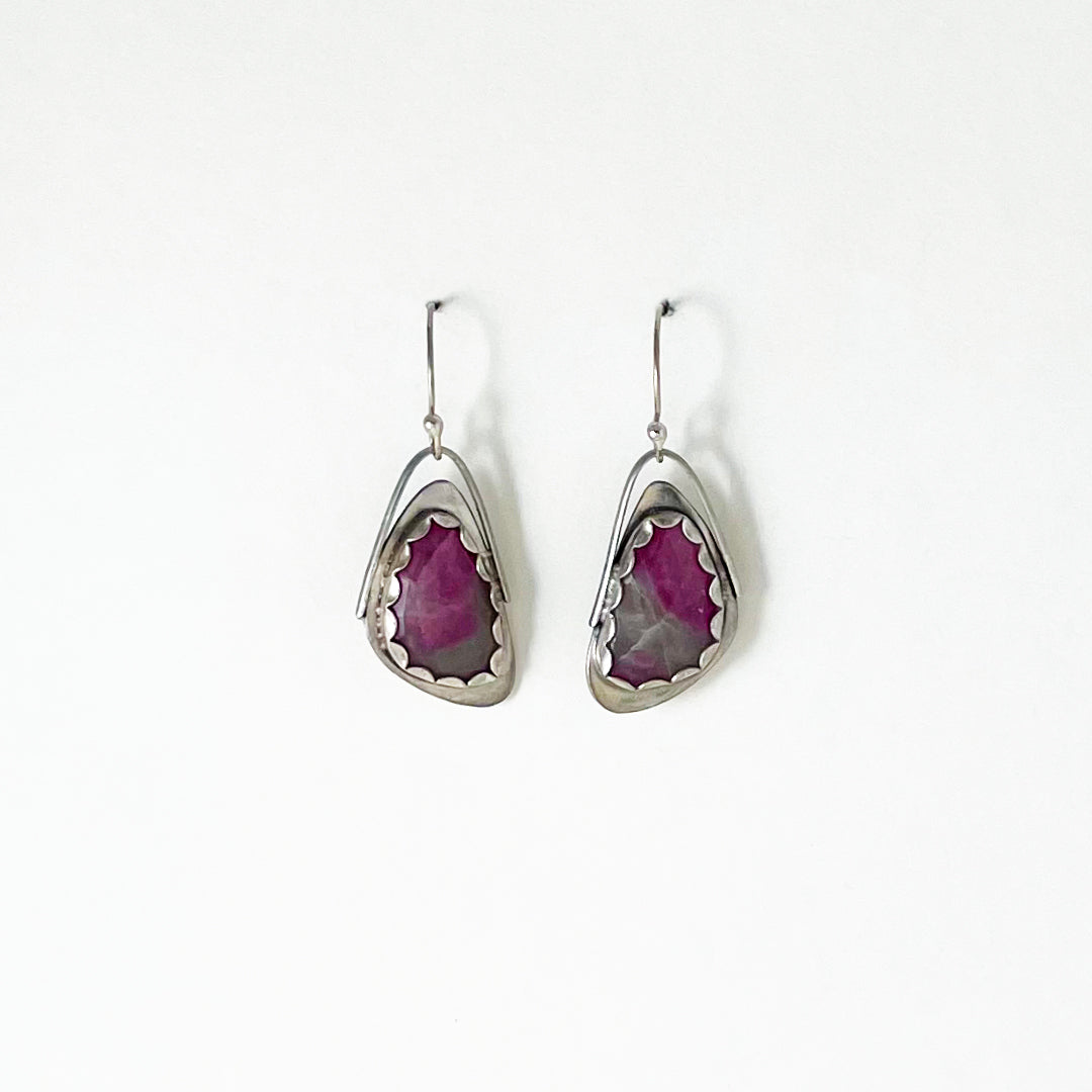 Ruby Rosecut Triangle Wing Earrings