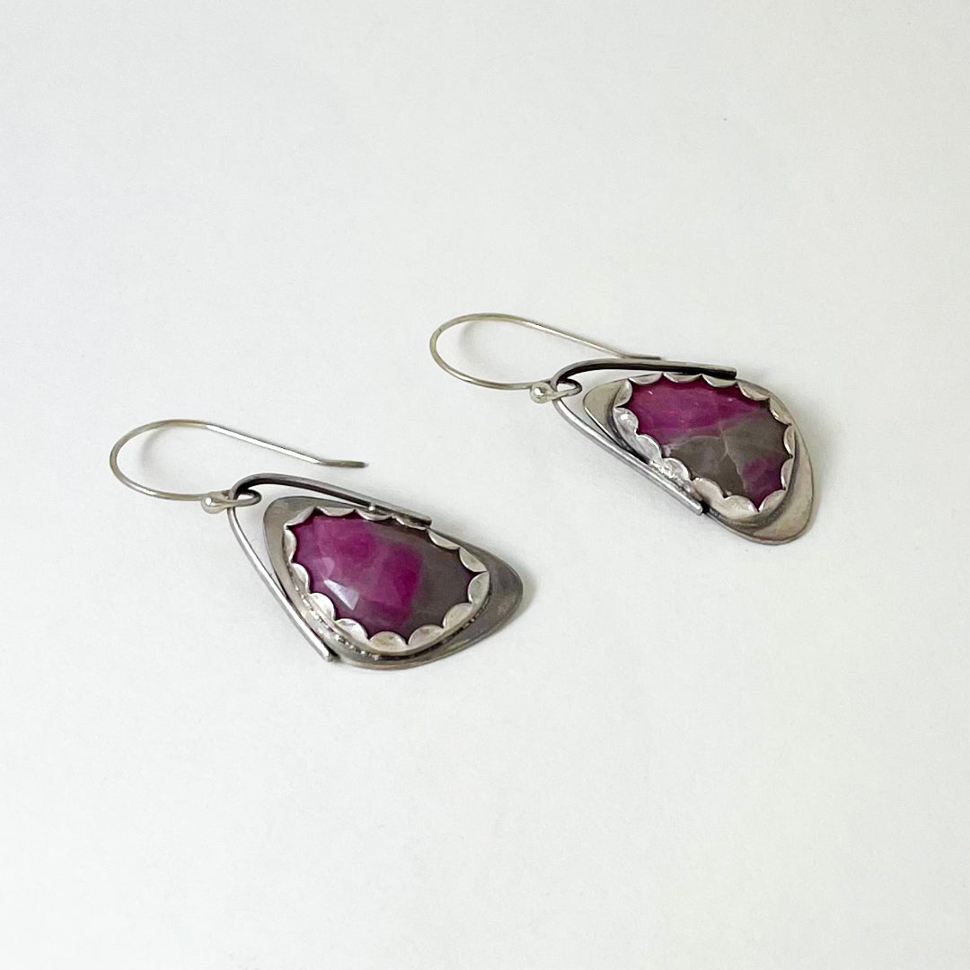 Ruby Rosecut Triangle Wing Earrings