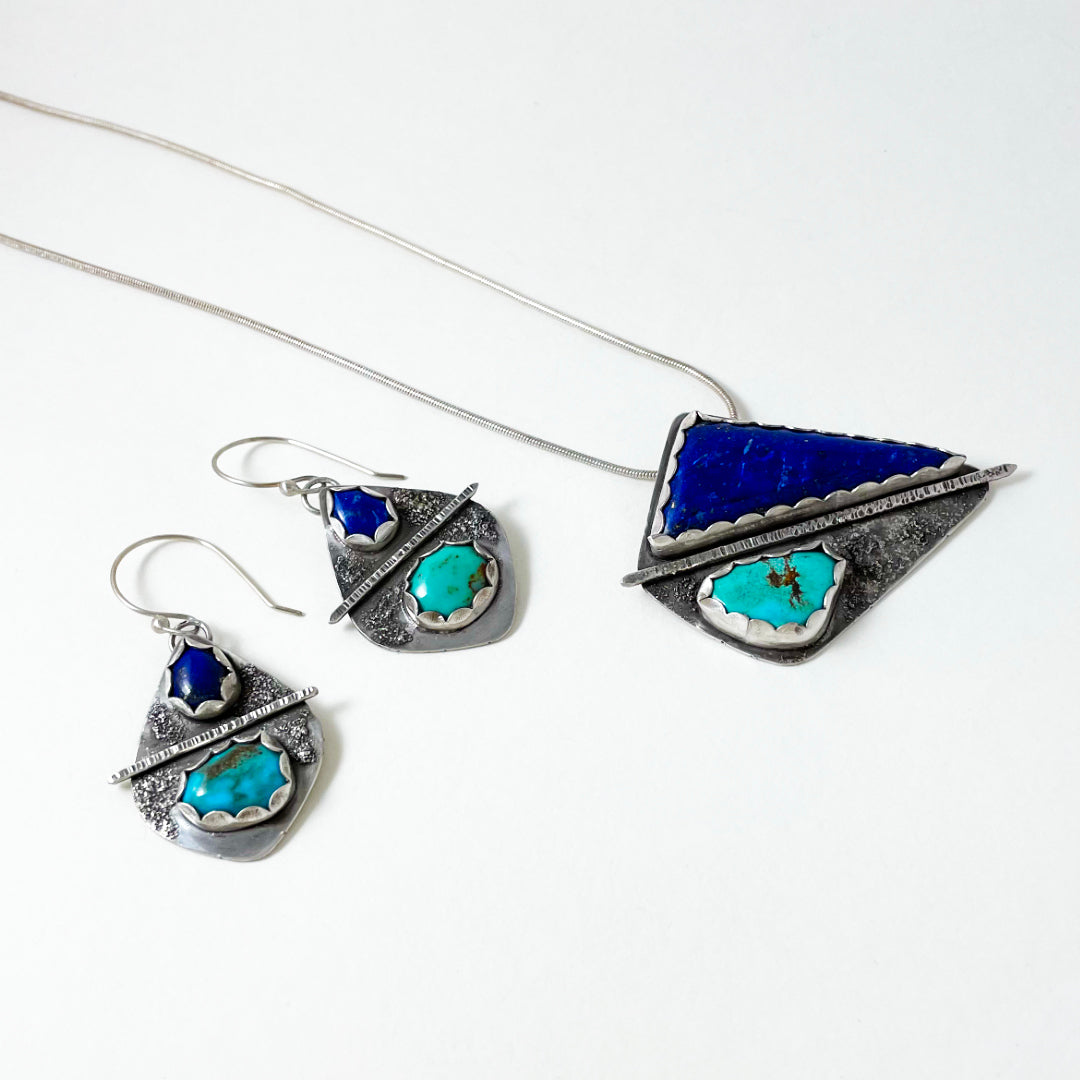 Shooting Arrow Turquoise and Lapis Necklace & Earrings