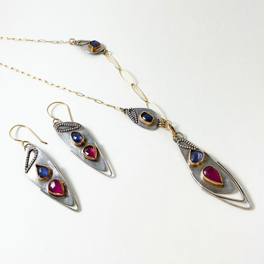 Athena Tanzanite and Pink Sapphire Necklace & Earrings
