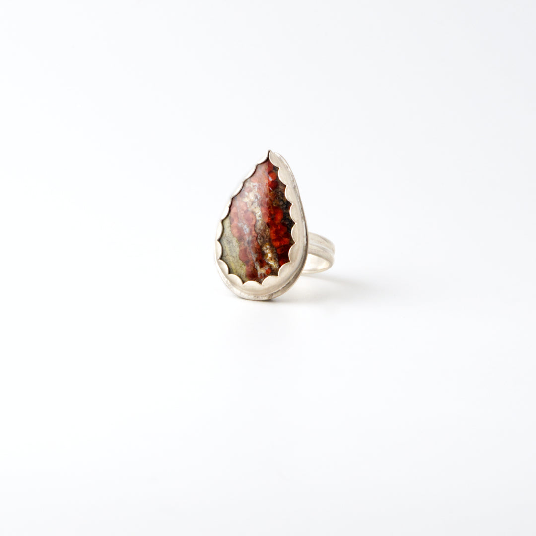 Teardrop Peanut Obsidian Ring Size 8.5