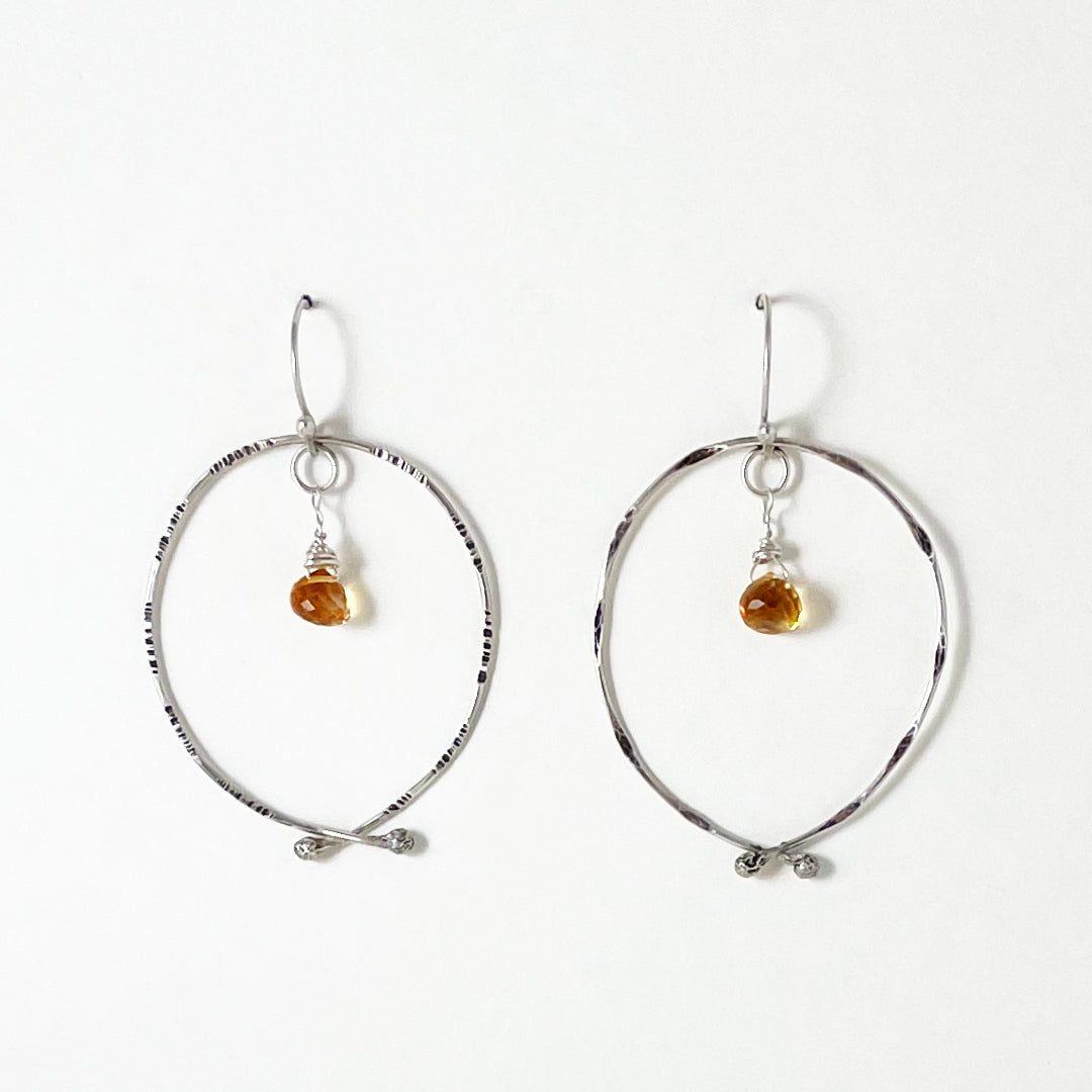 Orb Textured Hoops with Gem Drops