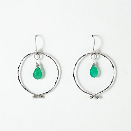 Orb Textured Hoops with Gem Drops