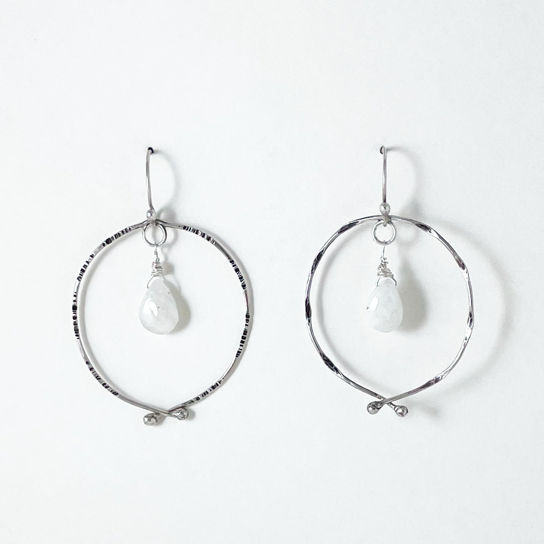 Orb Textured Hoops with Gem Drops