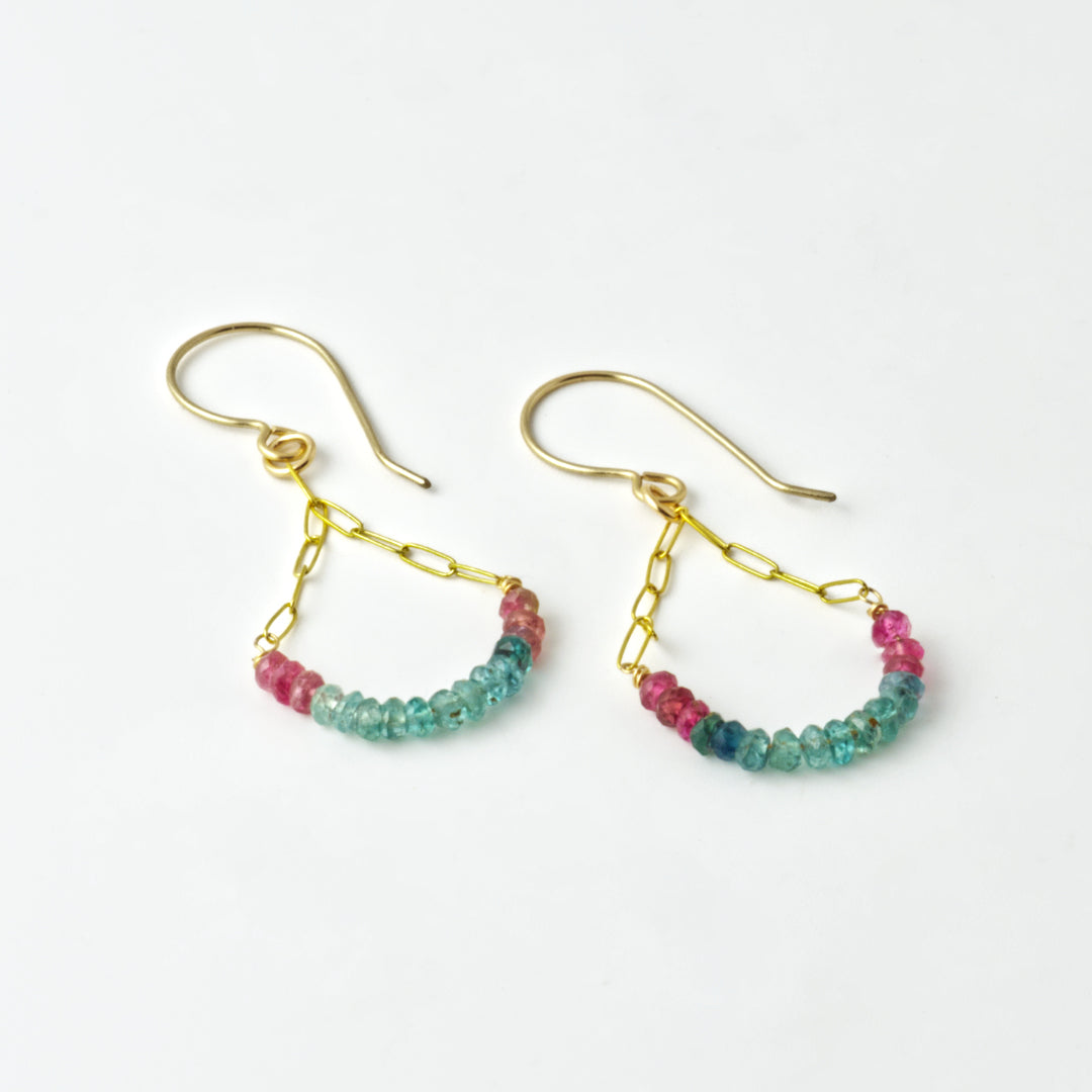Multi Tourmaline 14/20 Gold Filled Dangle Earrings