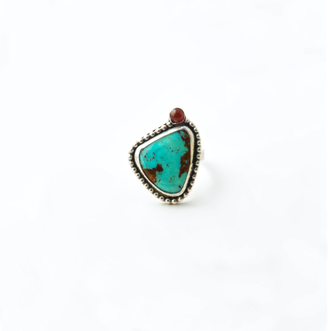 Turquoise & Carnelian Ring Size 9.5