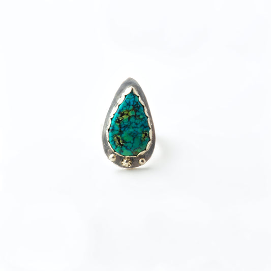 Long Teardrop Turquoise Decorative Ring Size 6.5