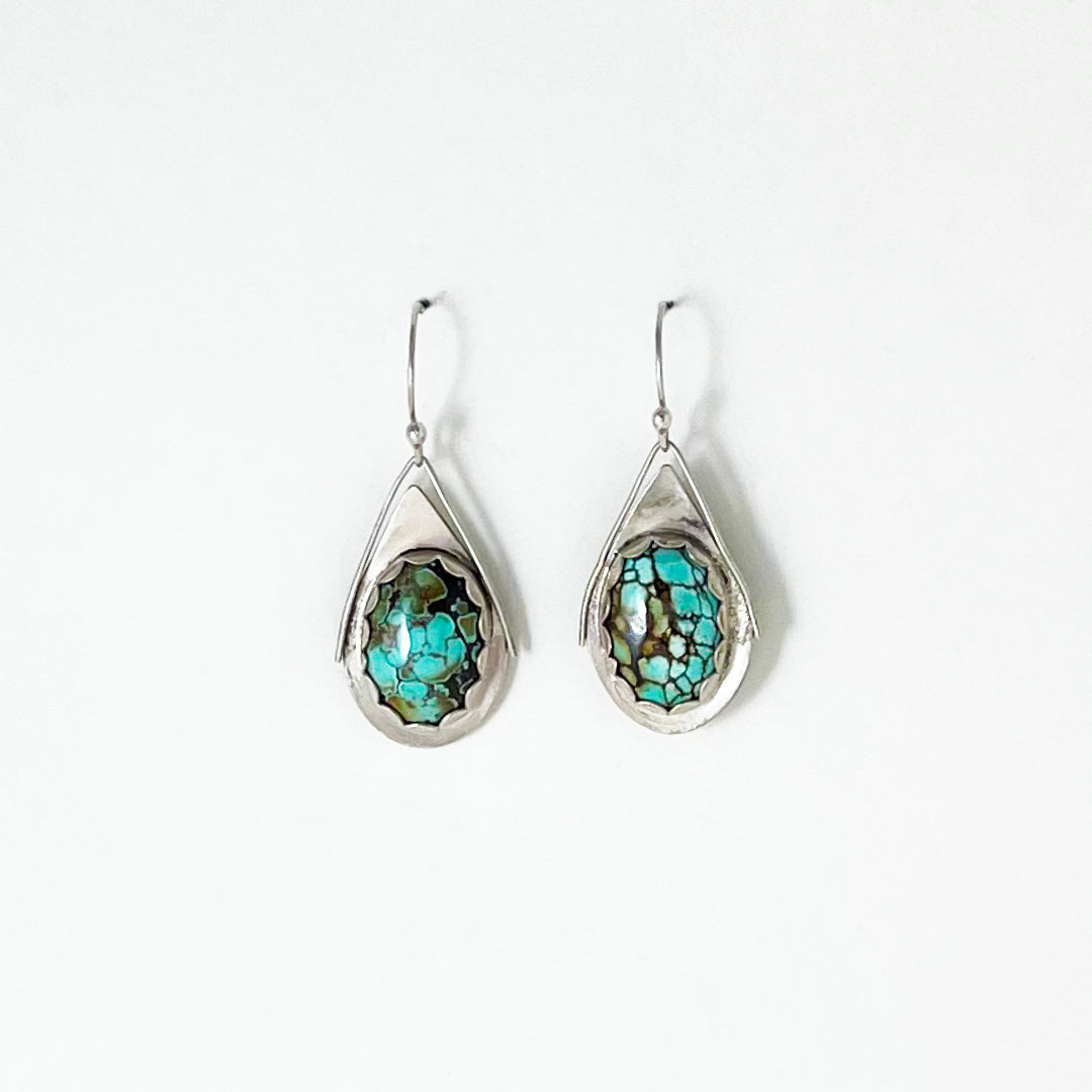 Turquoise Large Oval Wing Earrings