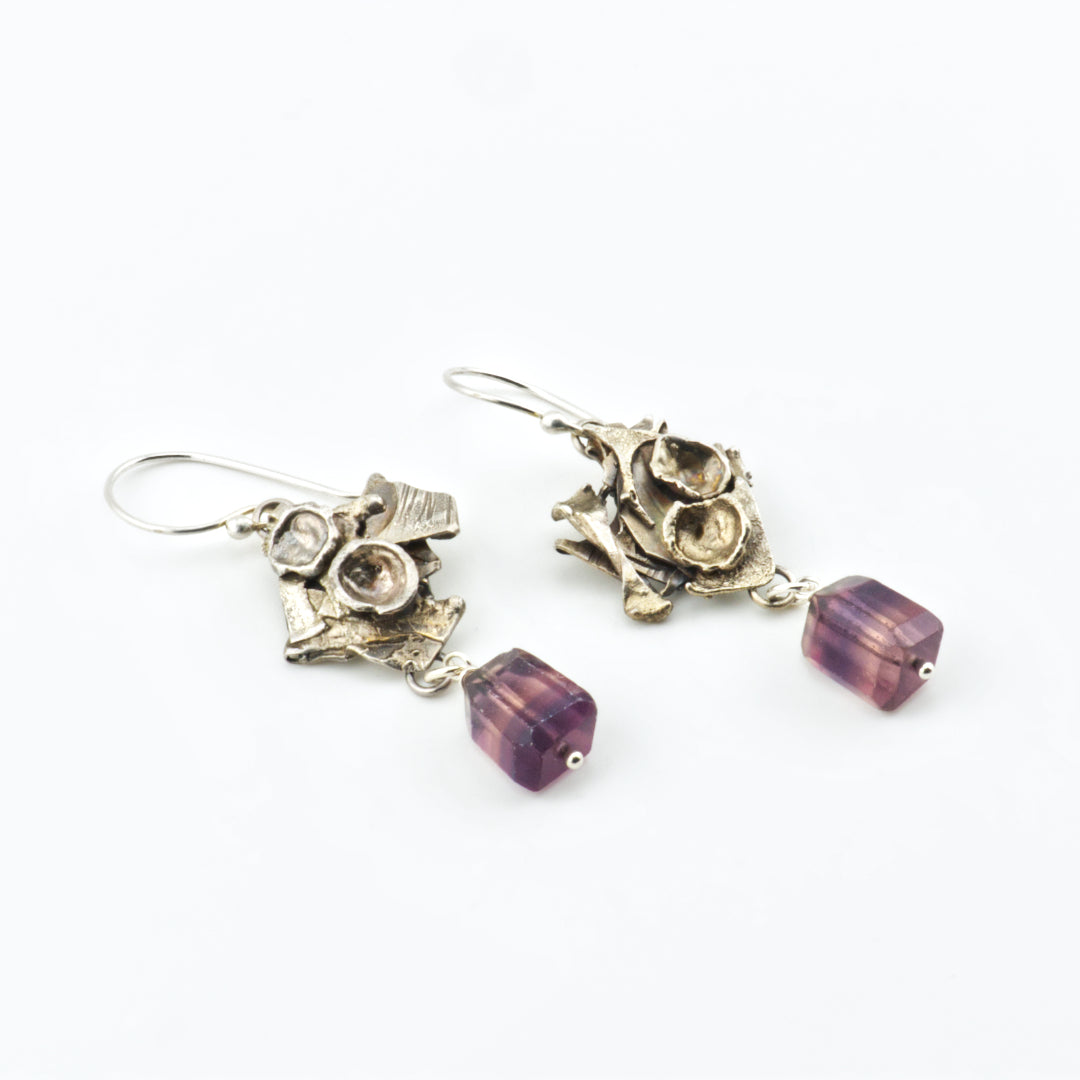 Faceted Fluorite Warrior Earrings