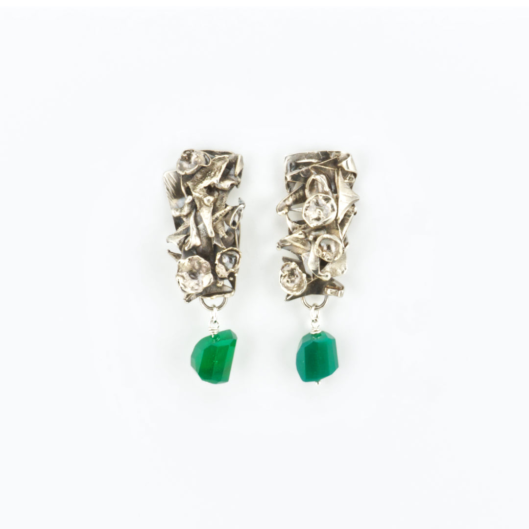 Faceted Green Onyx Warrior Earrings