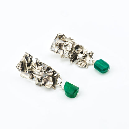 Faceted Green Onyx Warrior Earrings