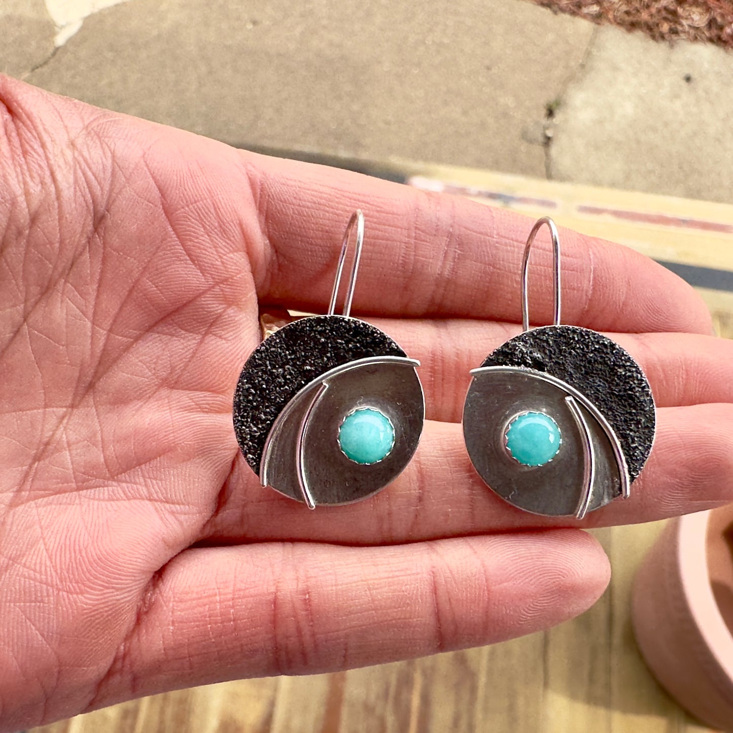 Comet Earrings with Gem Cabochons