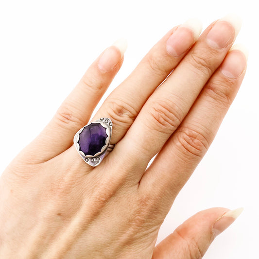 Amethyst Oval Decorative Ring Size 6.5