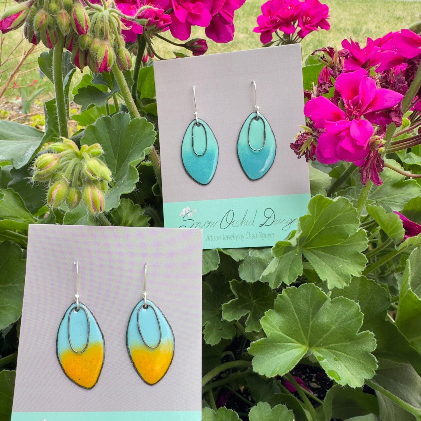 Carmen Enameled Oval Earrings