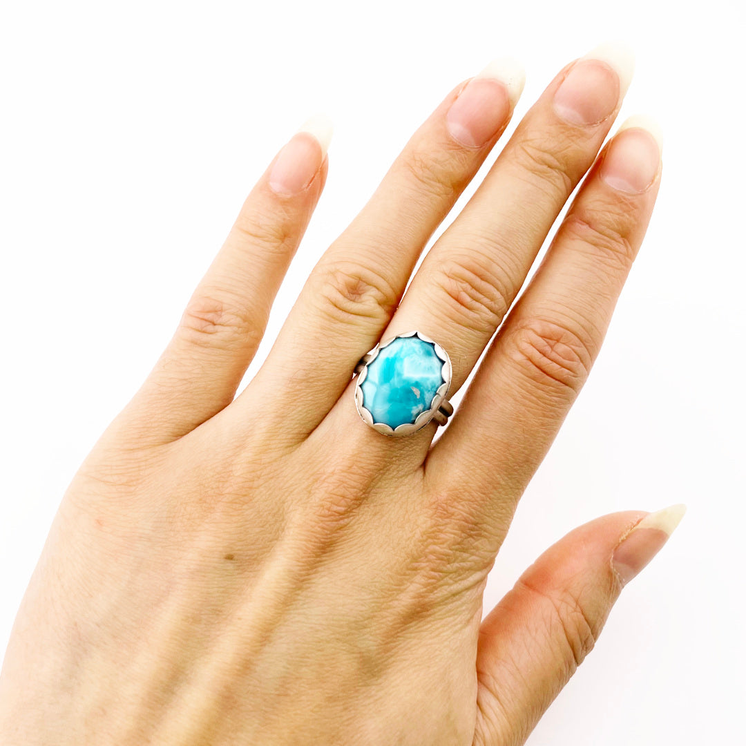 Larimar Oval Ring Size 7.5