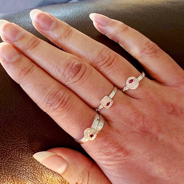 Fern Pattern & Ruby Fixed Size Ring