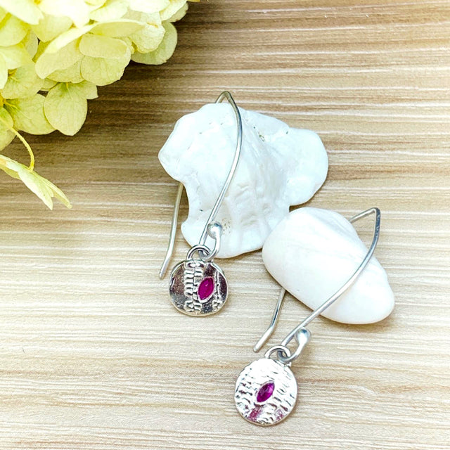 Fern Pattern & Ruby Earrings